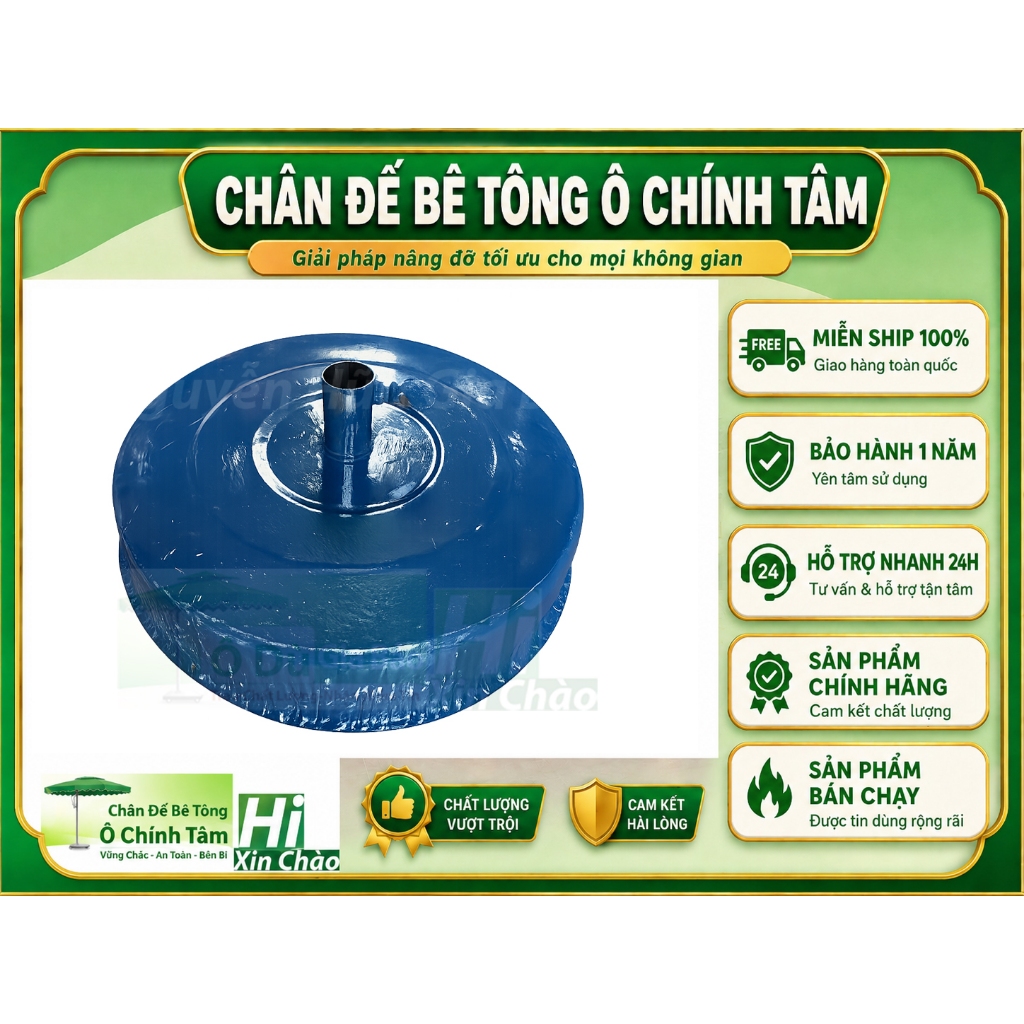 Chân Đế Vỏ Sắt Cho ô Dù Chính Tâm (Có sẵn bê tông bên trong)
