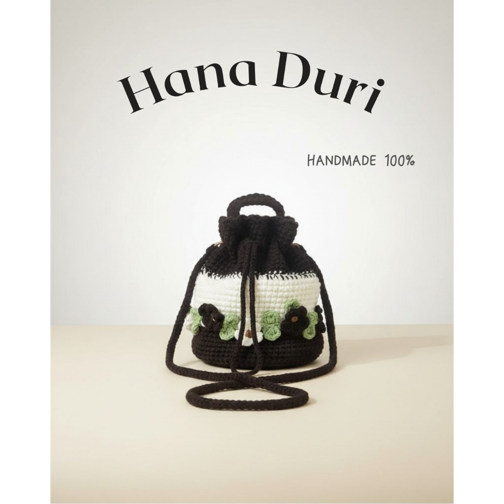 Túi rút hoa len Hana Duri - Handmade 100%