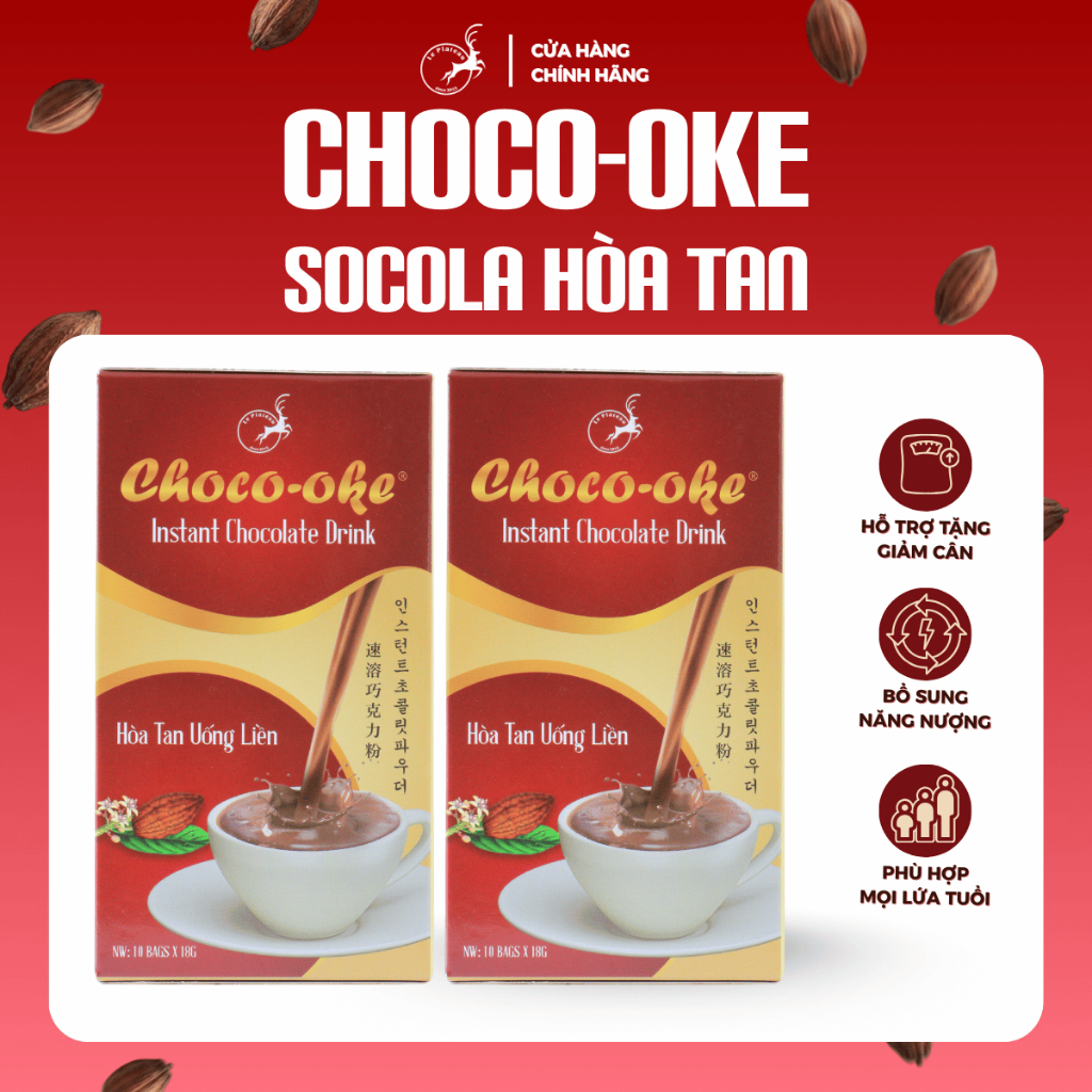 Socola Hòa Tan Uống Liền CHOCO-OKE Bột Ca Cao Ít Đường Sữa Dành Cho Mọi Lứa Tuổi Le Plateau SONA