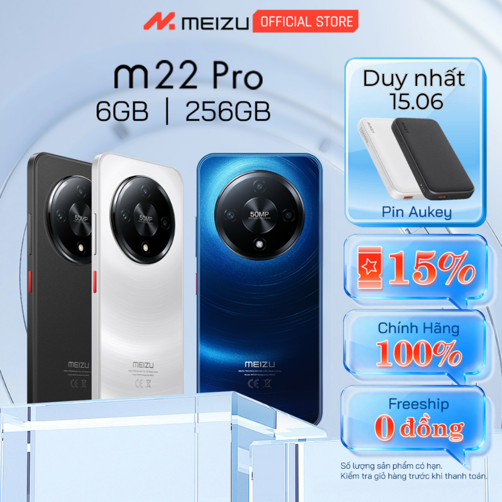 Điện Thoại Meizu M22 Pro NFC (6+8)/256GB l Mediatek Helio G81 l Màn Hình 6.79" HD+ 120Hz l Pin 5000m