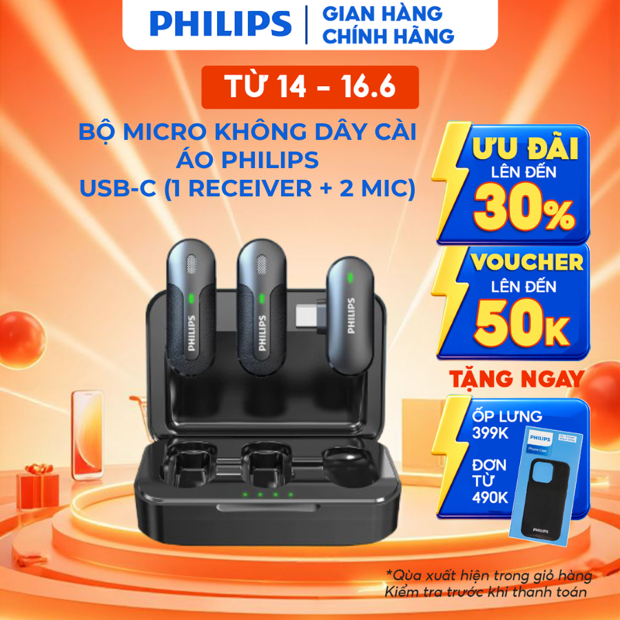 Micro không dây Wireless Lavalier Philips 2 Micro - Type-C - DLM9002