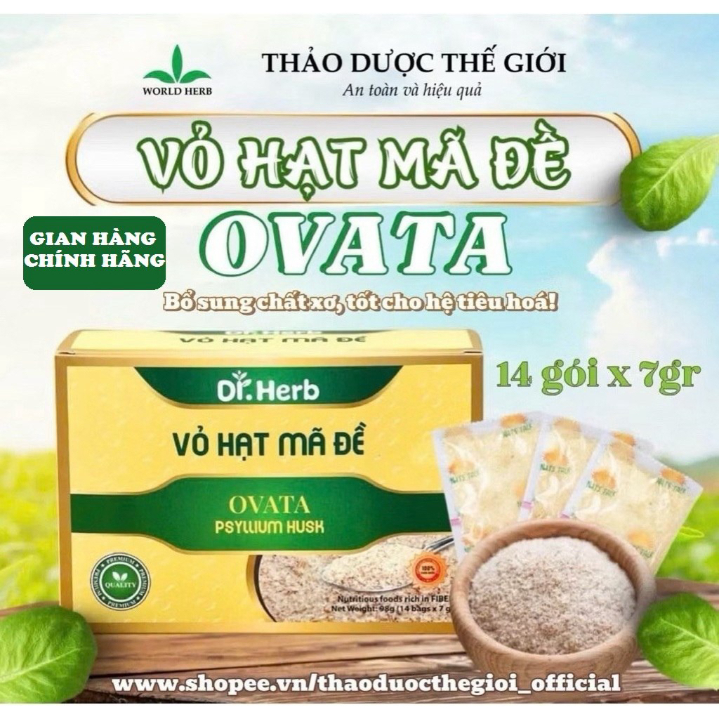 [Chính hãng] Vỏ Hạt Mã Đề Ovata - Psyllium Husk 98gr (14 gói x 7g)
