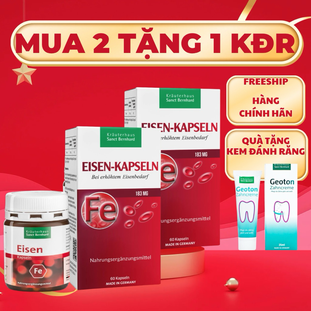 COMBO 2 hộp Eisen Kapseln hộp 60 viên kèm quà tặng geoton 25ml