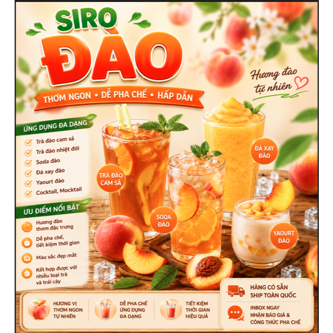 Siro đào dùng pha chế, làm thạch.......