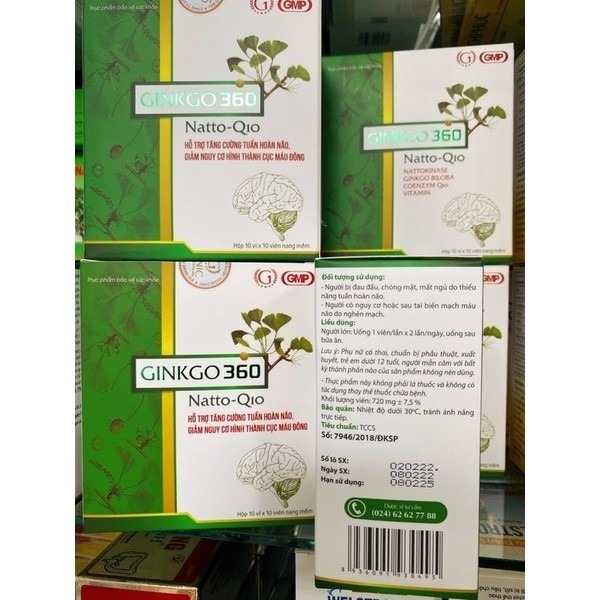 TĂNG CƯỜNG TUẦN HOÀN VÀ LƯU THÔNG MẠCH MÁU NÃO Ginkgo biloba 360 - hộp 100v