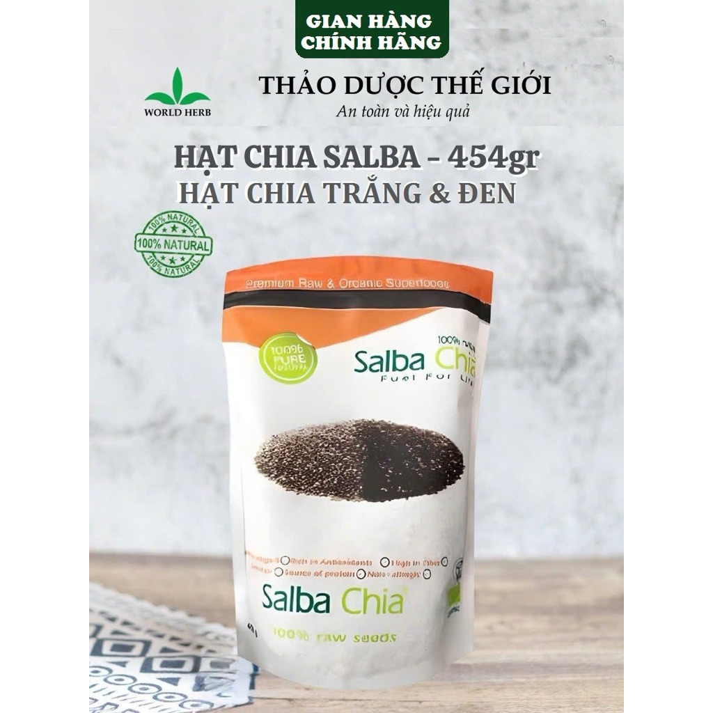 [Chính Hãng] Hạt Chia Salba Trắng & Đen 450gr - nguyên liệu nhập khẩu chính ngạch, giấy công bố đầy đủ.