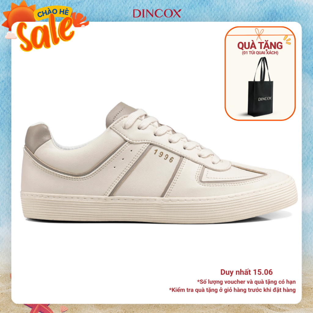 Giày Sneaker Da Nam Nữ DC36 MILK TEA DINCOX Shoes Đế Bằng