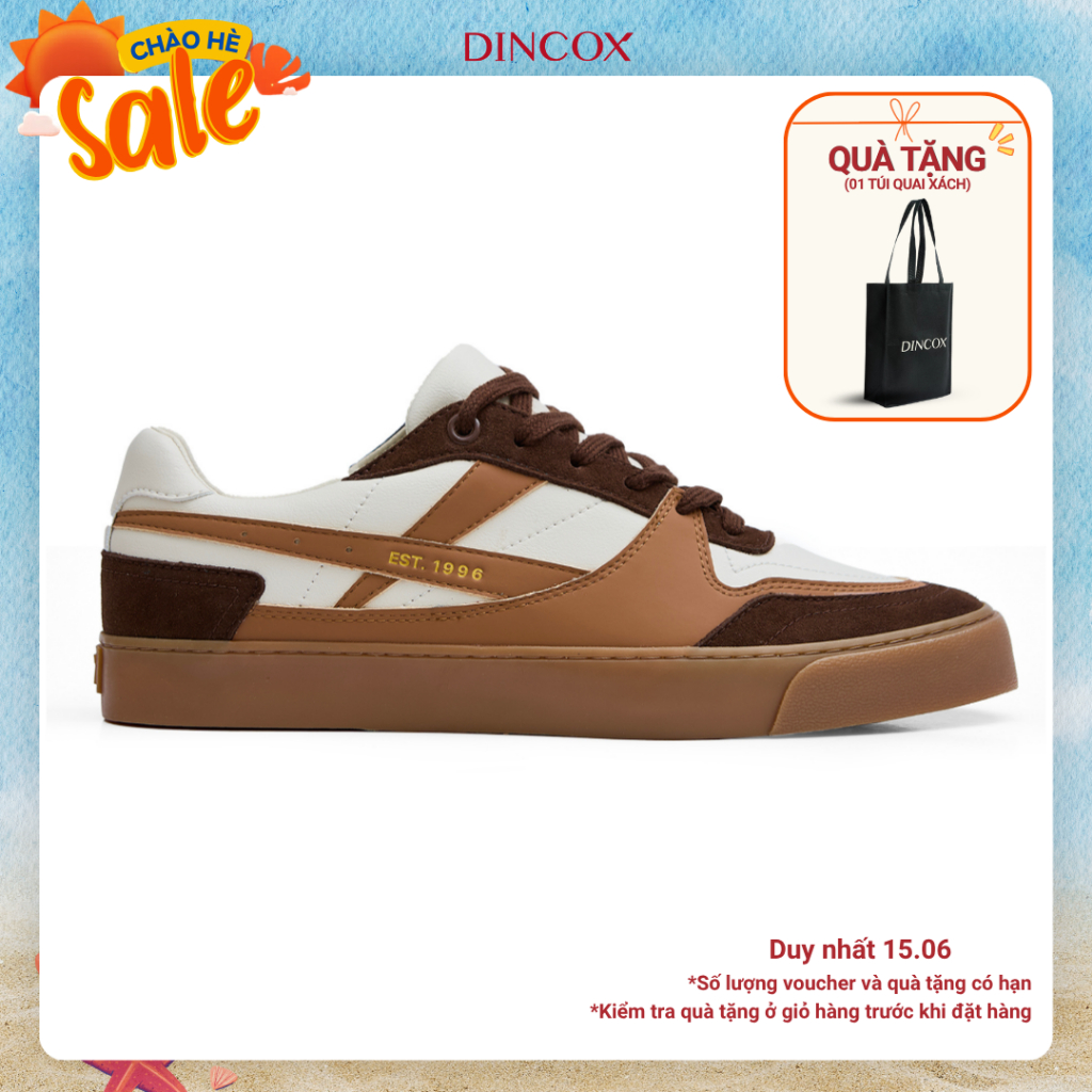Giày Da Sneaker Nam Nữ DC39 MOCHA Dincox Shoes Đế Bằng - Microfiber Leather