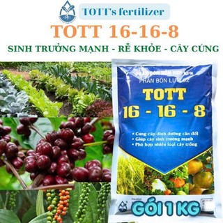 Phân bón NPK 16-16-8, rễ khỏe cây cứng, dùng mọi cây trồng,gói 1kg, Phân bón TOTT