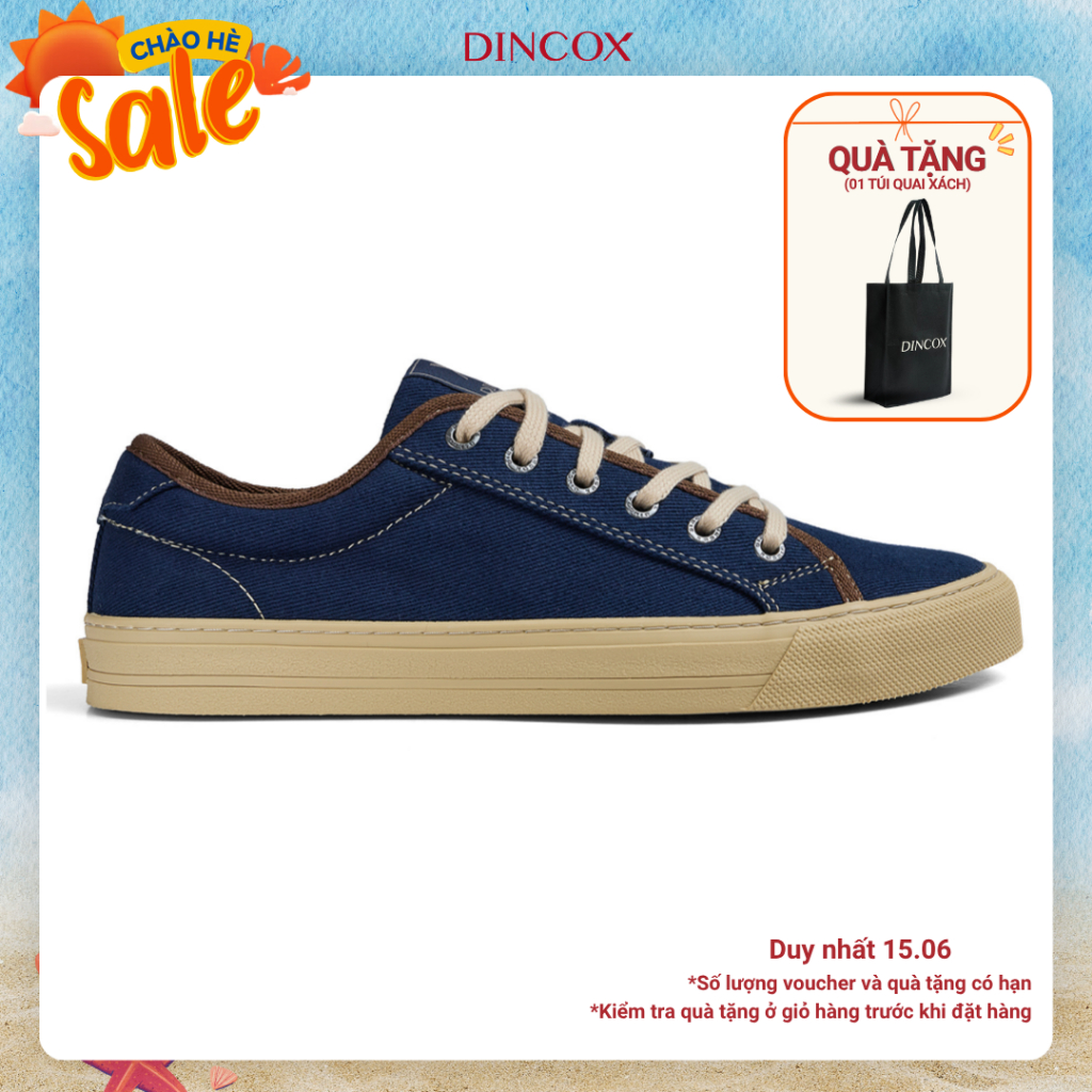 Giày Thể Thao Nam Nữ, Giày Sneaker Vải Canvas, Giày Thời Trang, Dincox E12 Dark Navy
