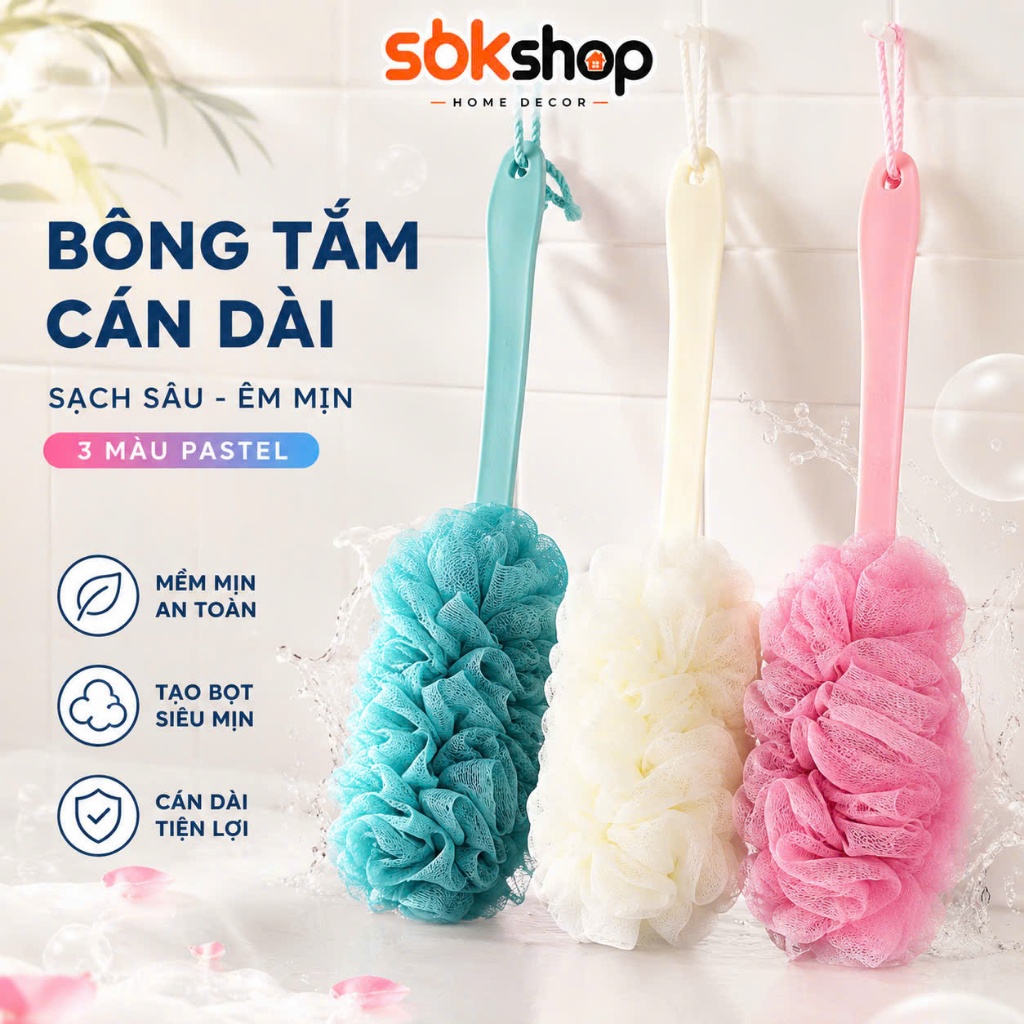 BÔNG TẮM CÁN DÀI CỌ LƯNG SIÊU SẠCH