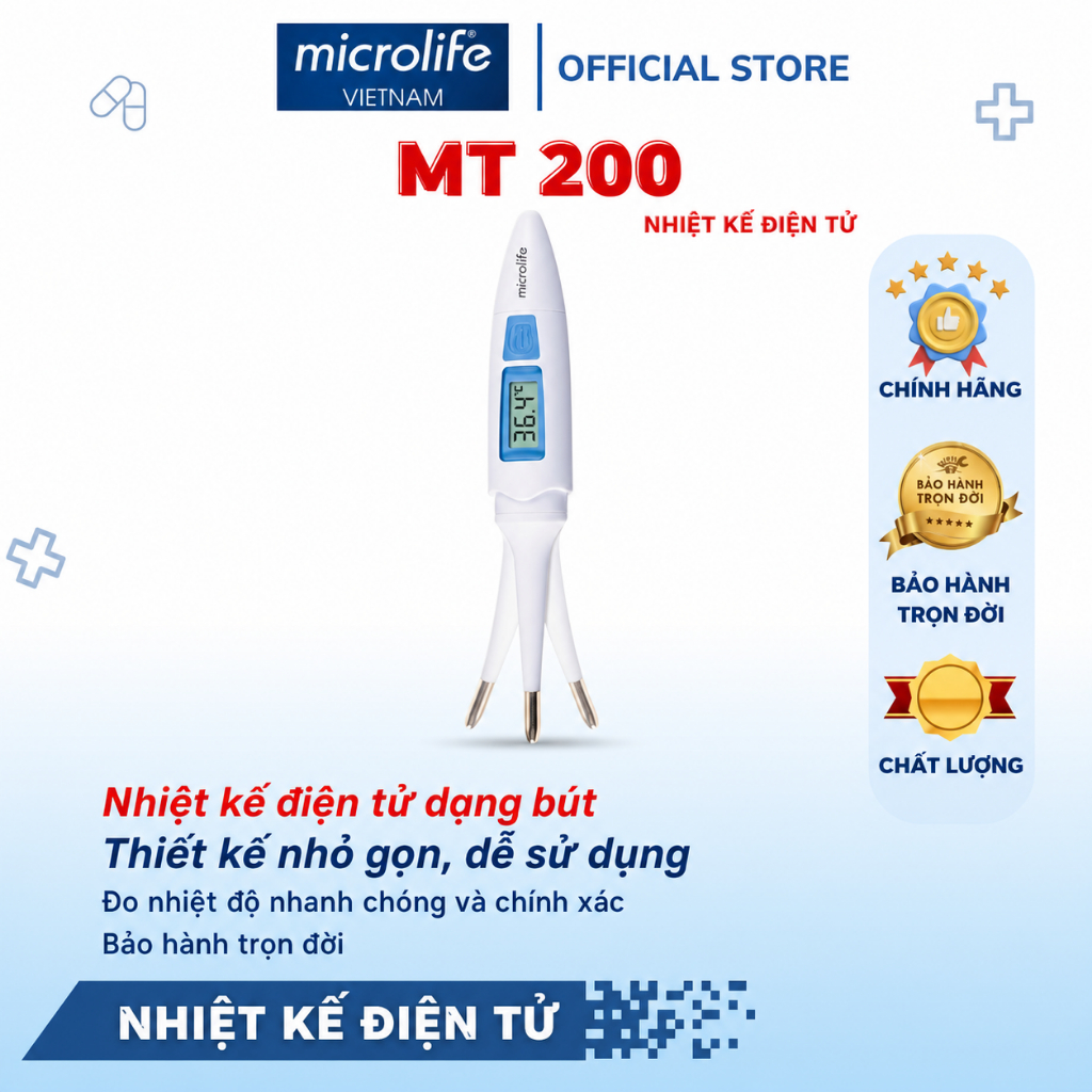 Nhiệt kế Điện tử Dạng bút Microlife MT200 Đo Nhanh, Chính Xác, An Toàn và Tiện Lợi