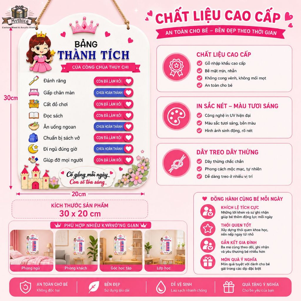 Bảng Thành Tích Công Chúa Cá Nhân Hóa Tên Bé Bảng Khen Thưởng Cho Bé — ảnh listing minh họa