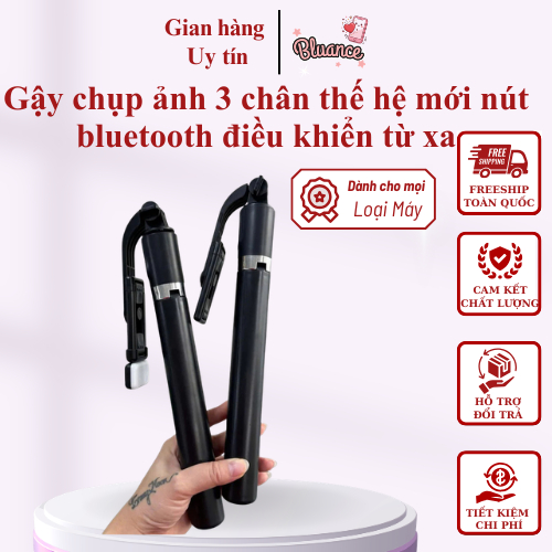 Gậy chụp ảnh 3 chân R1-L. R1S-L 1M7 thế hệ mới, nút bluetooth điều khiển từ xa - Bluance