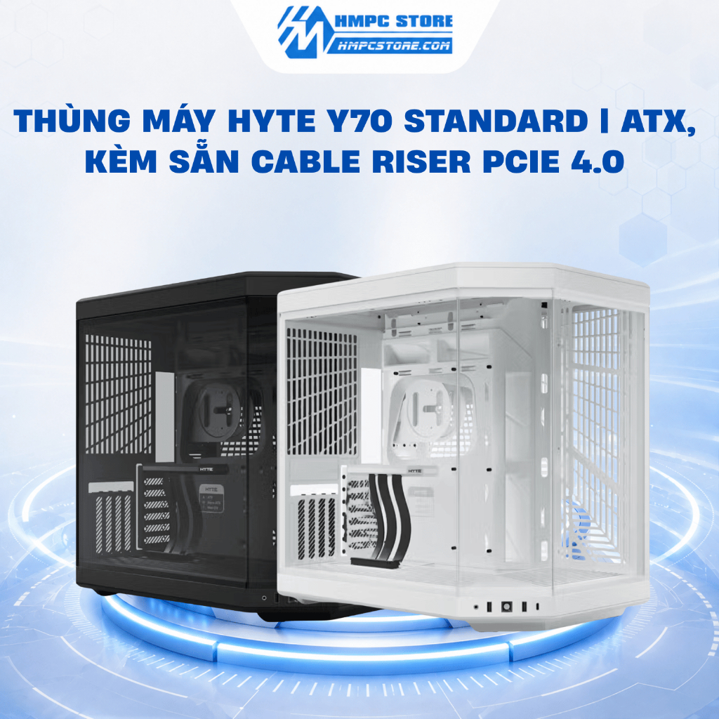 Case - Thùng máy Hyte Y70 Standard | ATX, Kèm sẵn Cable Riser PCIe 4.0 - BH 12 tháng