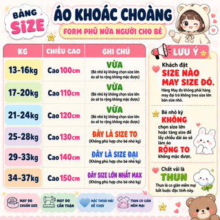 Dài Áo Phũ Nữa Người Bé / Áo Khoác Choàng Cho Bé Trai Và Gái