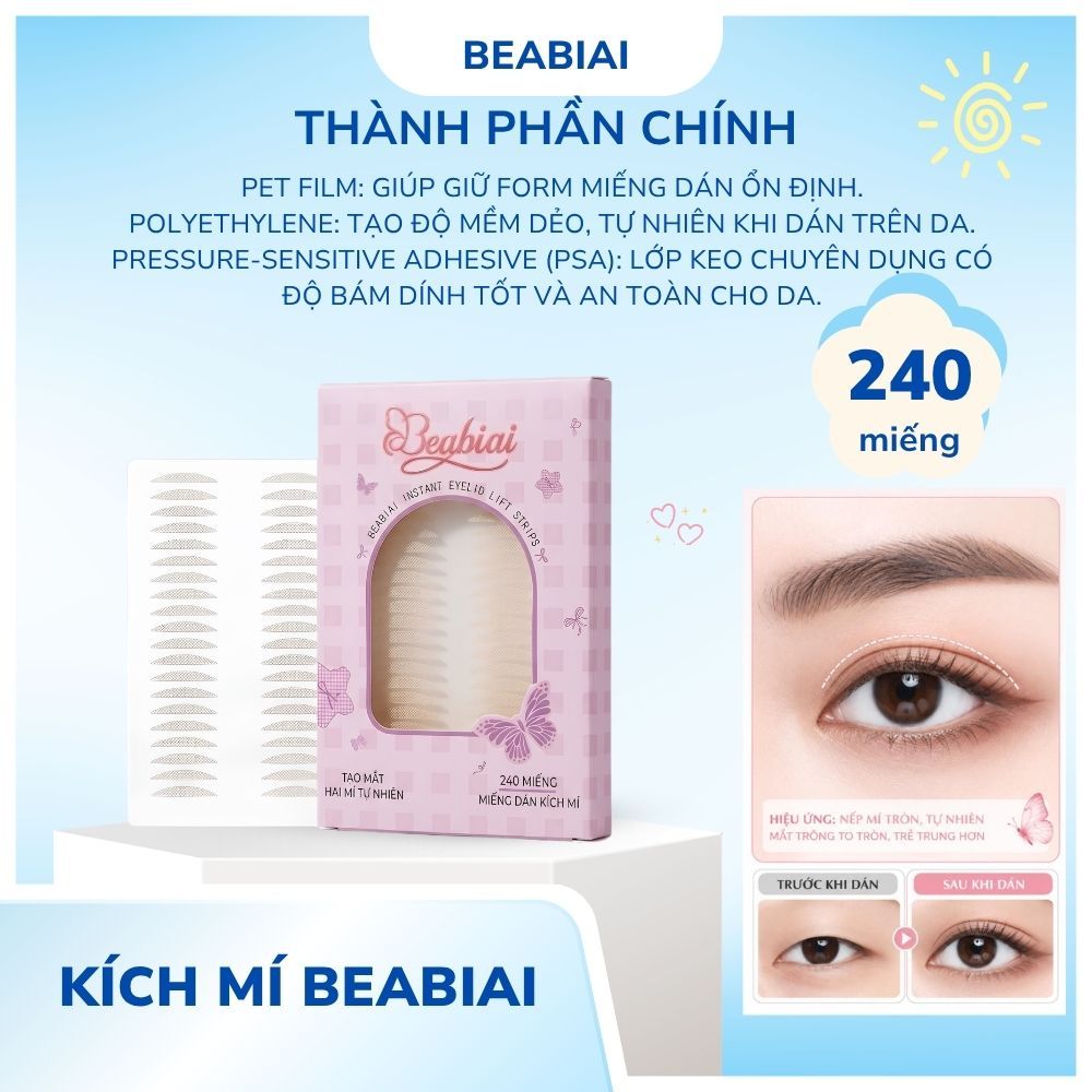 Ảnh 8 của Miếng dán kích mí BEABIAI tạo mắt hai mí tự nhiên và định hình nếp mí rõ nét.