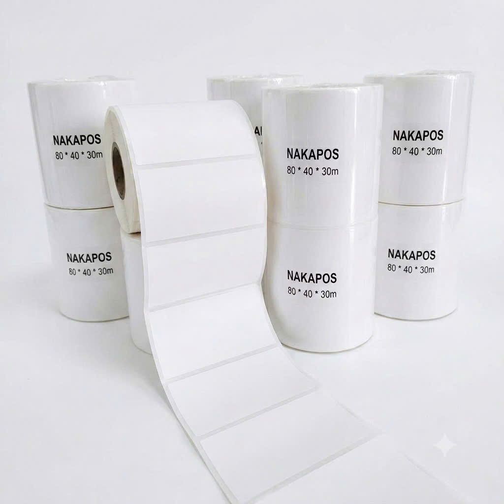 [COMBO 20 CUỘN] Decal nhiệt 80x40 Tem mã vạch 8x4 giấy nhiệt 80*40 nhãn 8*4 [ 20 CUỘN TEM 8x4 ]