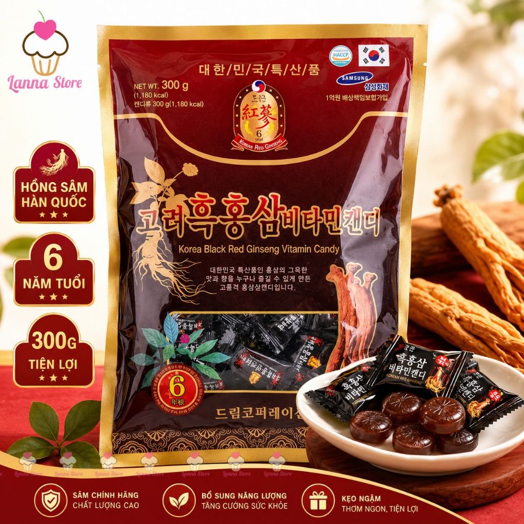 【CHÍNH HÃNG】Kẹo Hắc Sâm Kwangdong Vitamin Hàn Quốc 300g Tăng Sức Đề Kháng Kẹo Hồng Sâm Healthy