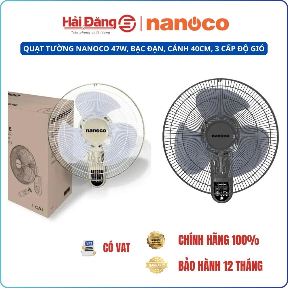 Quạt treo nanoco, bạc đạn, 47W, NWF1615RC-GR, động cơ bền, 3 cấp độ gió, chế độ hẹn giờ