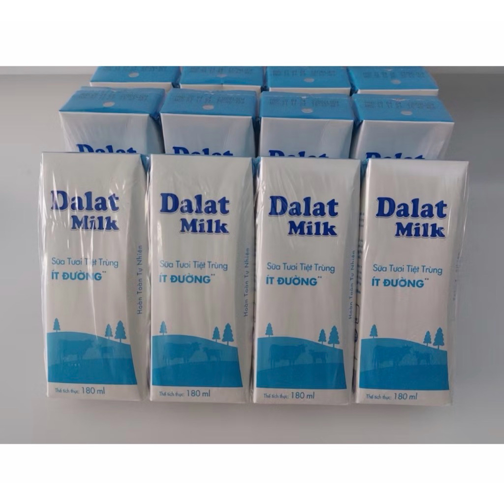 Sữa tươi tiệt trùng Dalat Milk ít dường 180ml 1hop