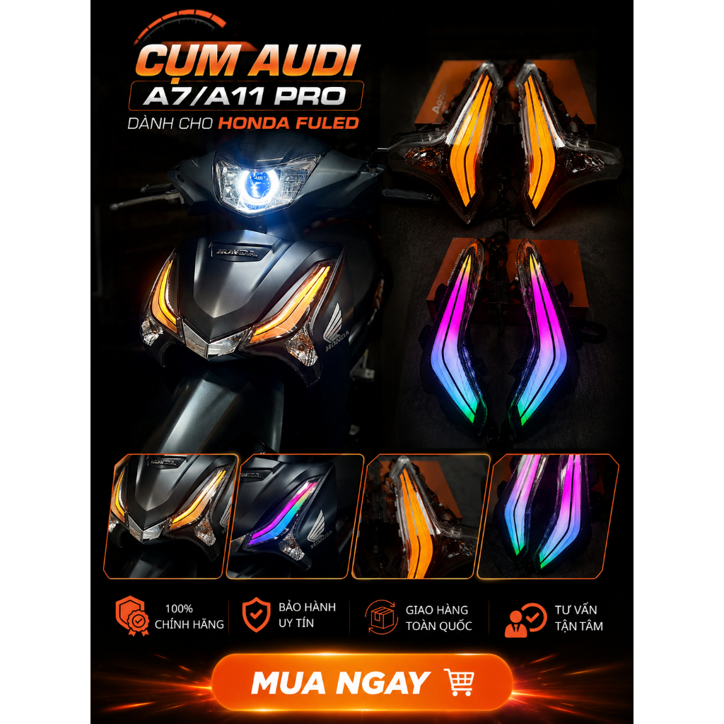 CỤM AUDI A7 / A11 PRO CHO HONDA FUTURE LED (FULED) NGUYÊN CỤM LẮM ĐẶT SẴN CẮM JACK SỬ DỤNG