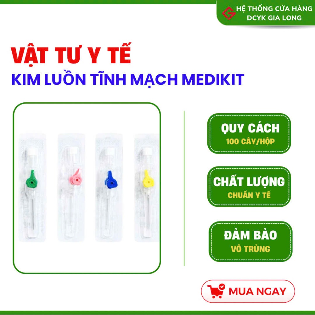 Kim luồn tĩnh mạch 18G 20G 22G 24G - Kim Luồn Medikit Mediflon 18G 20G 22G 24G
