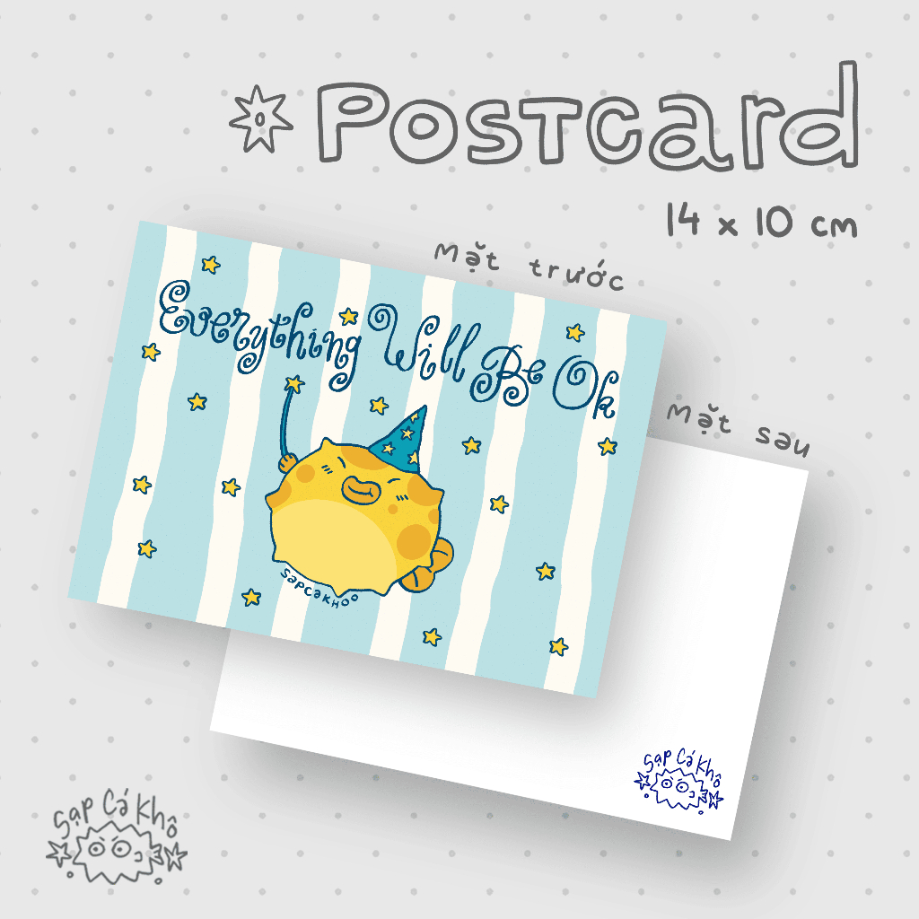 Postcard thông điệp - Everything will be OK - 14x10 cm - Sapcakhoo