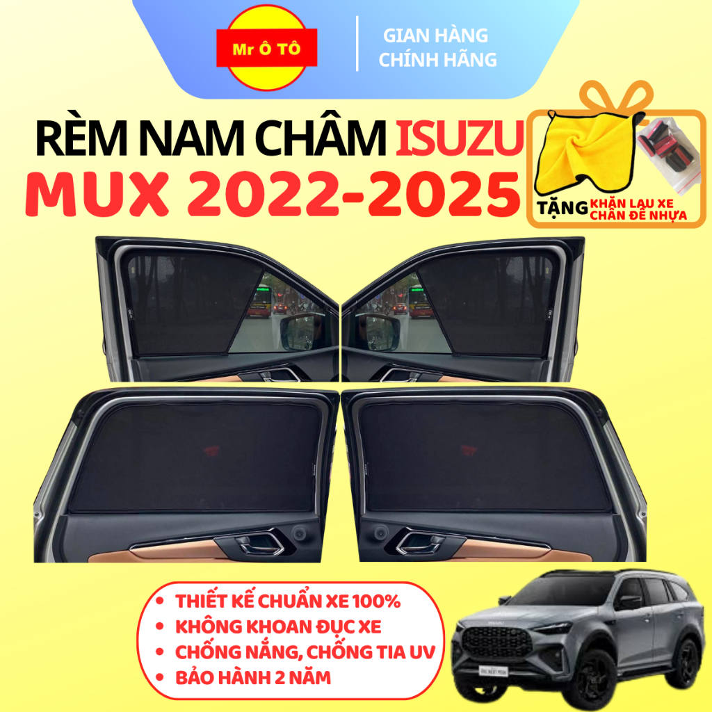 Rèm Che Nắng Ô Tô Isuzu MUX 2022-2025 Chuẩn Form Xe Chống UV Chống Nắng Cửa Kính MR  ÔTÔ BH 2 Năm