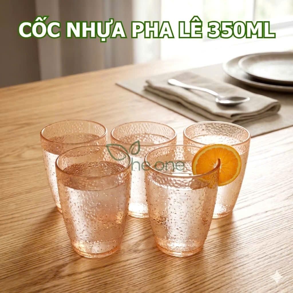 COMBO 5 LY NHỰA PHA LÊ 350ML UỐNG NƯỚC . UỐNG TRÀ . CỐC UỐNG NƯỚC 350ML
