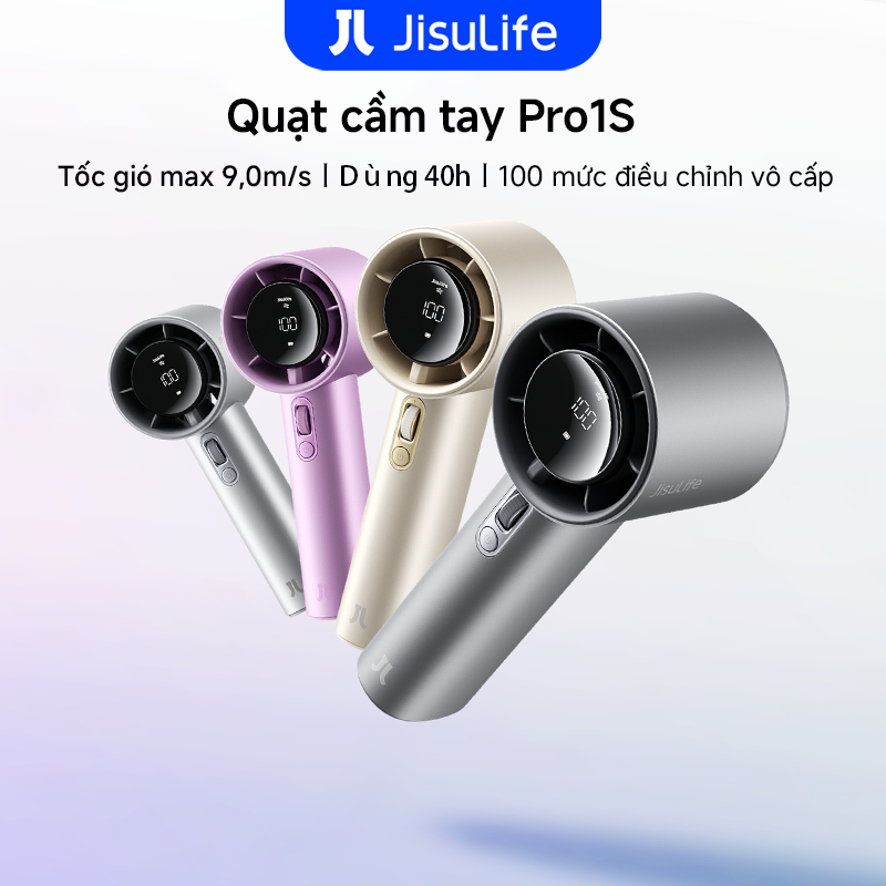 Quạt cầm tay JisuLife Pro1S siêu gọn nhẹ, gió mạnh, pin bền, điều chỉnh 100 mức, màn hình LED, sạc tiện lợi, dễ mang đi | BigBuy360 - bigbuy360.vn