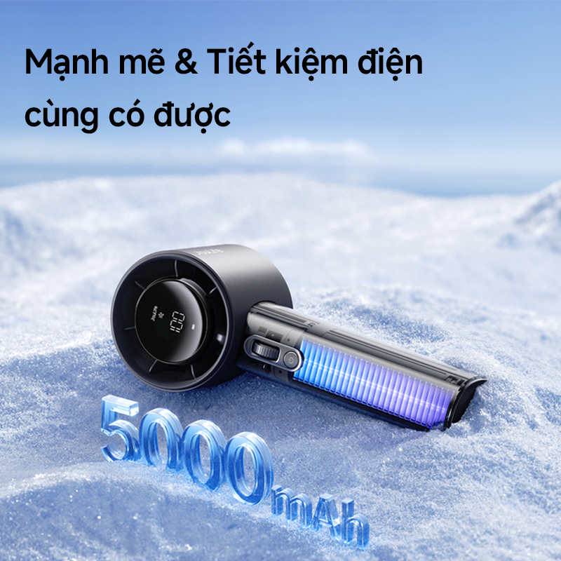 Quạt cầm tay JisuLife Pro1S siêu gọn nhẹ, gió mạnh, pin bền, điều chỉnh 100 mức, màn hình LED, sạc tiện lợi, dễ mang đi | BigBuy360 - bigbuy360.vn