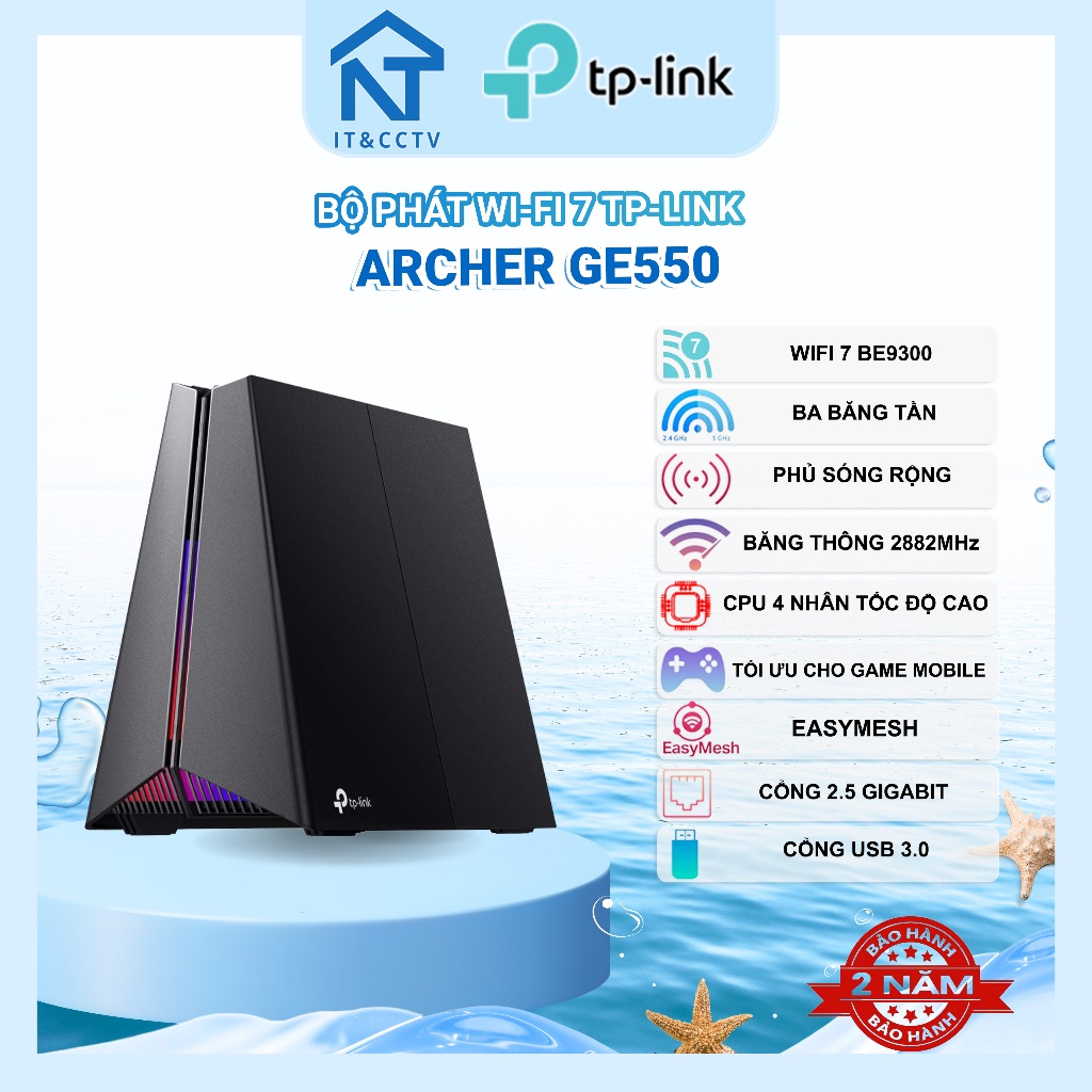 [TP-Link Chính Hãng] Archer GE550 Gaming Router WiFi 7 BE9300 Tri-Band – WiFi Tốc Độ Cao, Cổng 2.5Gb