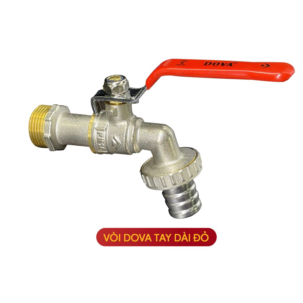 Vòi gạt đồng Dova phi 15 (21) tay đỏ PN 16 hàng chính hãng