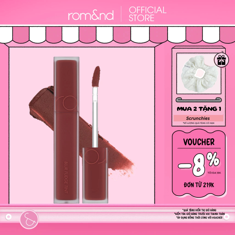 [Rom&nd] Son kem siêu lì, cho đôi môi mịn mượt Hàn Quốc Romand Blur Fudge Tint 5g
