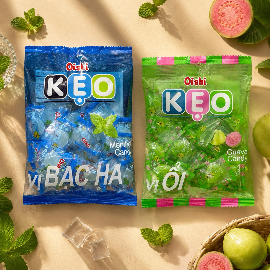 Kẹo Oishi Gói 85g - Vị Bạc Hà & Vị Ổi 85g