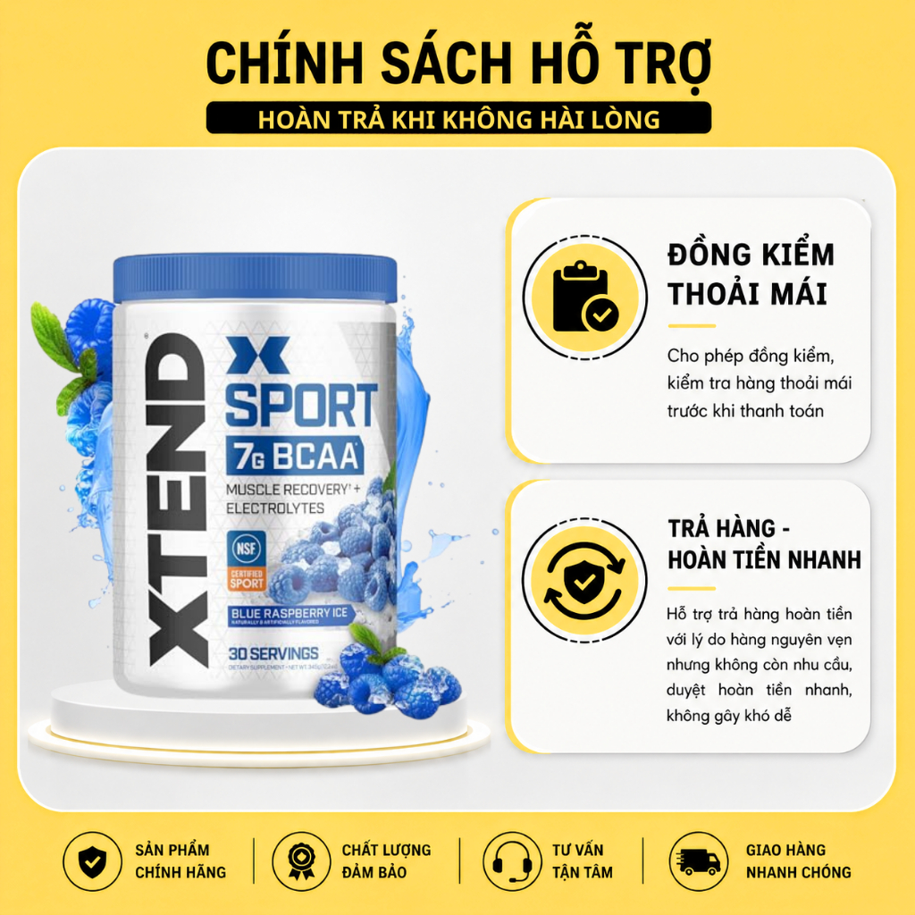 Bột XTEND BCAA - 30 LẦN DÙNG - HỖ TRỢ TĂNG CƠ, UỐNG TRONG TẬP GIẢI KHÁT
