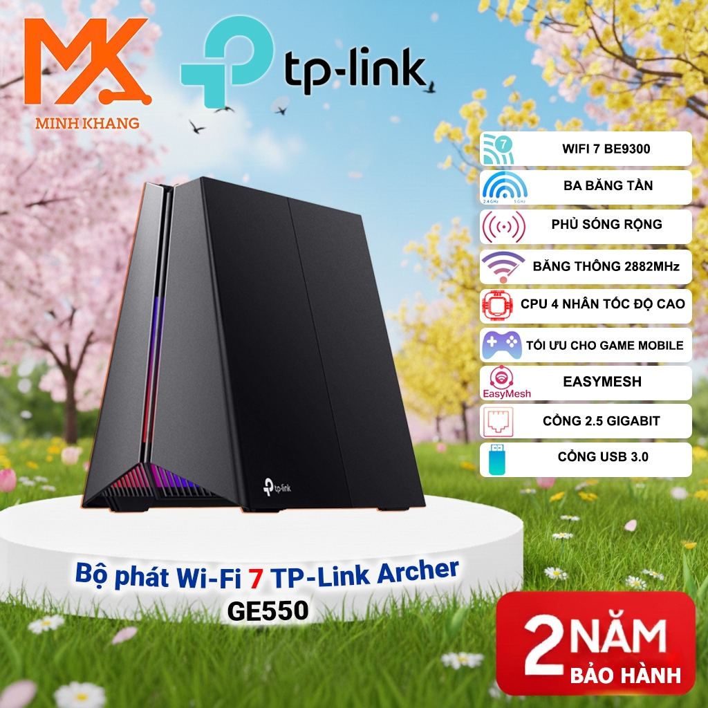 Router WiFi 7 TP-Link Archer GE550 BE9300 – Gaming Router Ba Băng Tần, Công Nghệ Multi-Link Operatio