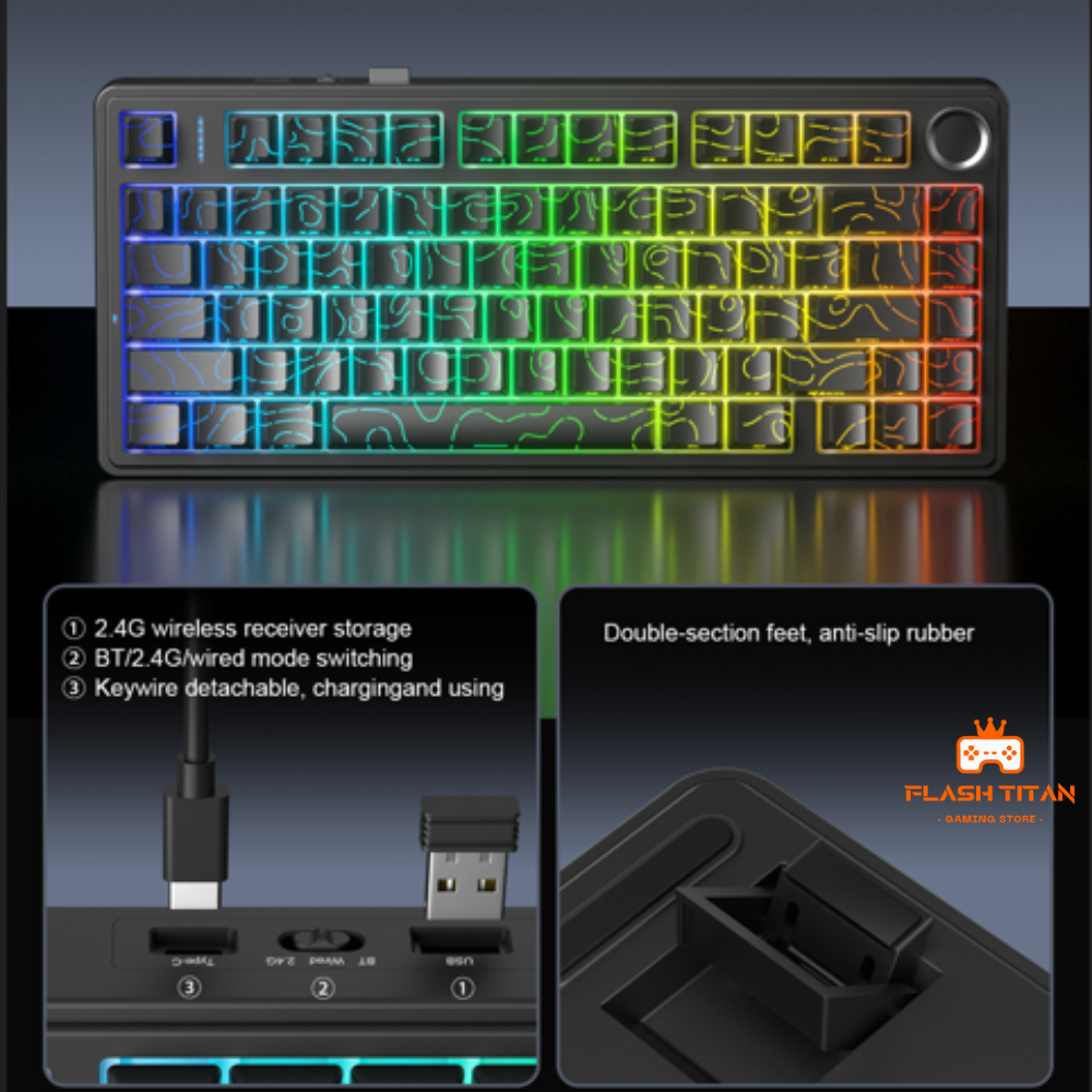 Bàn phím cơ không dây Aula F75 HE Gaming Rapid trigger, Polling rate 8k,Độ trễ thấp Phù Hợp Chơi Game FPS Dùng PC laptop | BigBuy360 - bigbuy360.vn