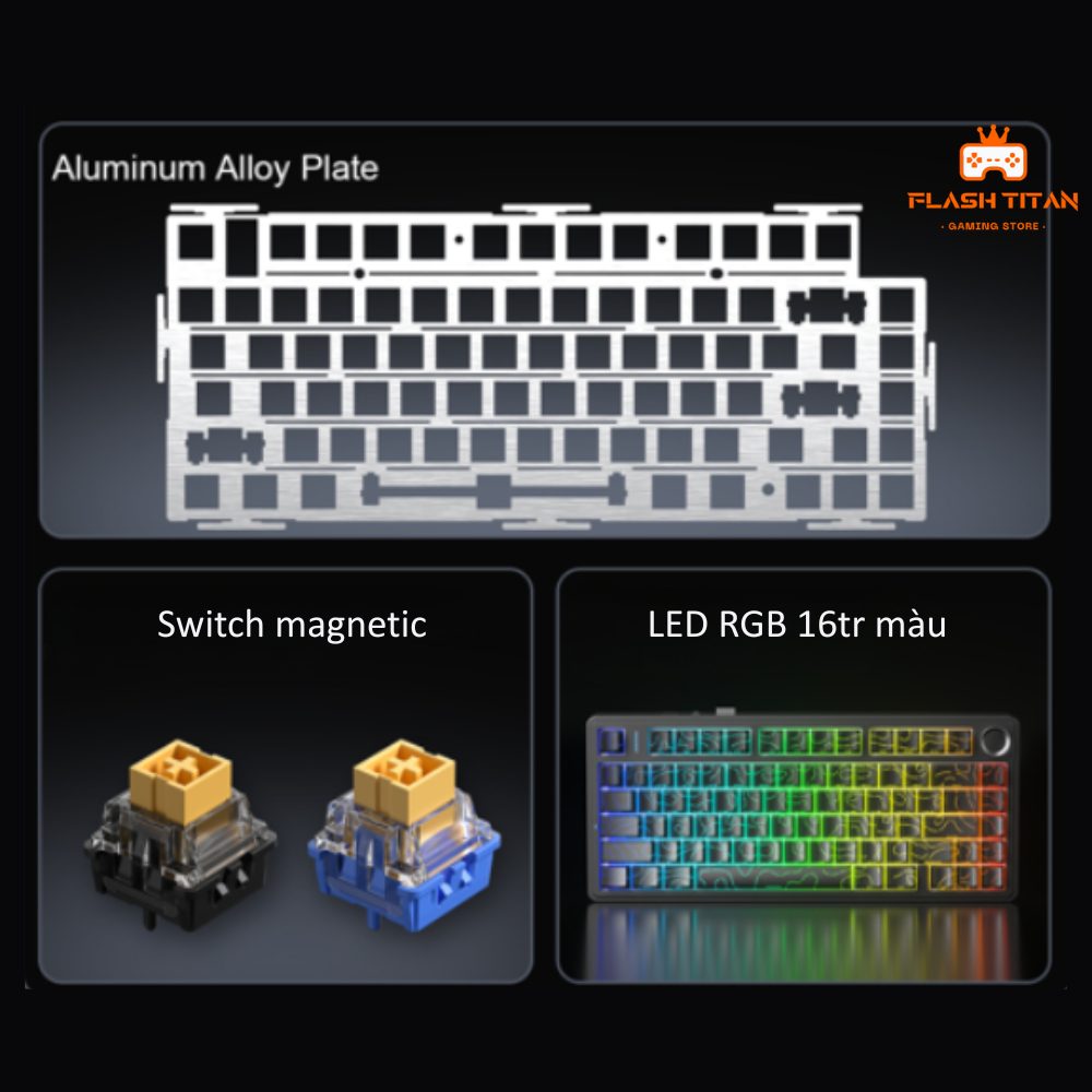 Bàn phím cơ không dây Aula F75 HE Gaming Rapid trigger, Polling rate 8k,Độ trễ thấp Phù Hợp Chơi Game FPS Dùng PC laptop | BigBuy360 - bigbuy360.vn