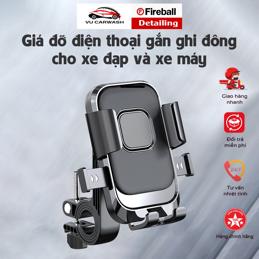 Kẹp Điện Thoại Xe Máy, Xe Đạp Xoay 360° Khóa Một Chạm Tiện Lợi Chống Rung Gắn Chân Gương – Ghi Đông
