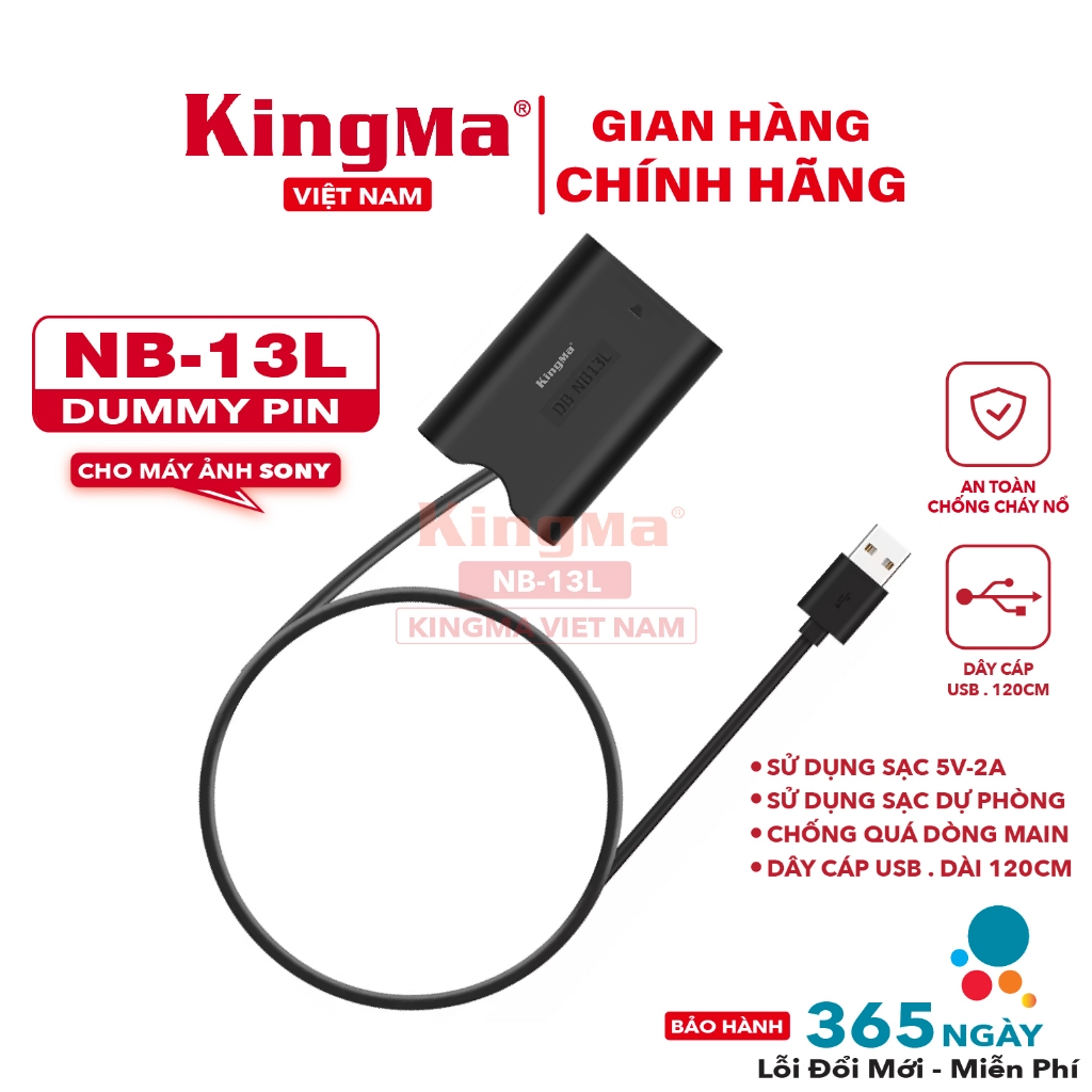 Dummy Pin KingMa NB-13L Chính Hãng Cho Canon G7X Mark III G7X II G5X SX740 Cấp Nguồn Liên Tục