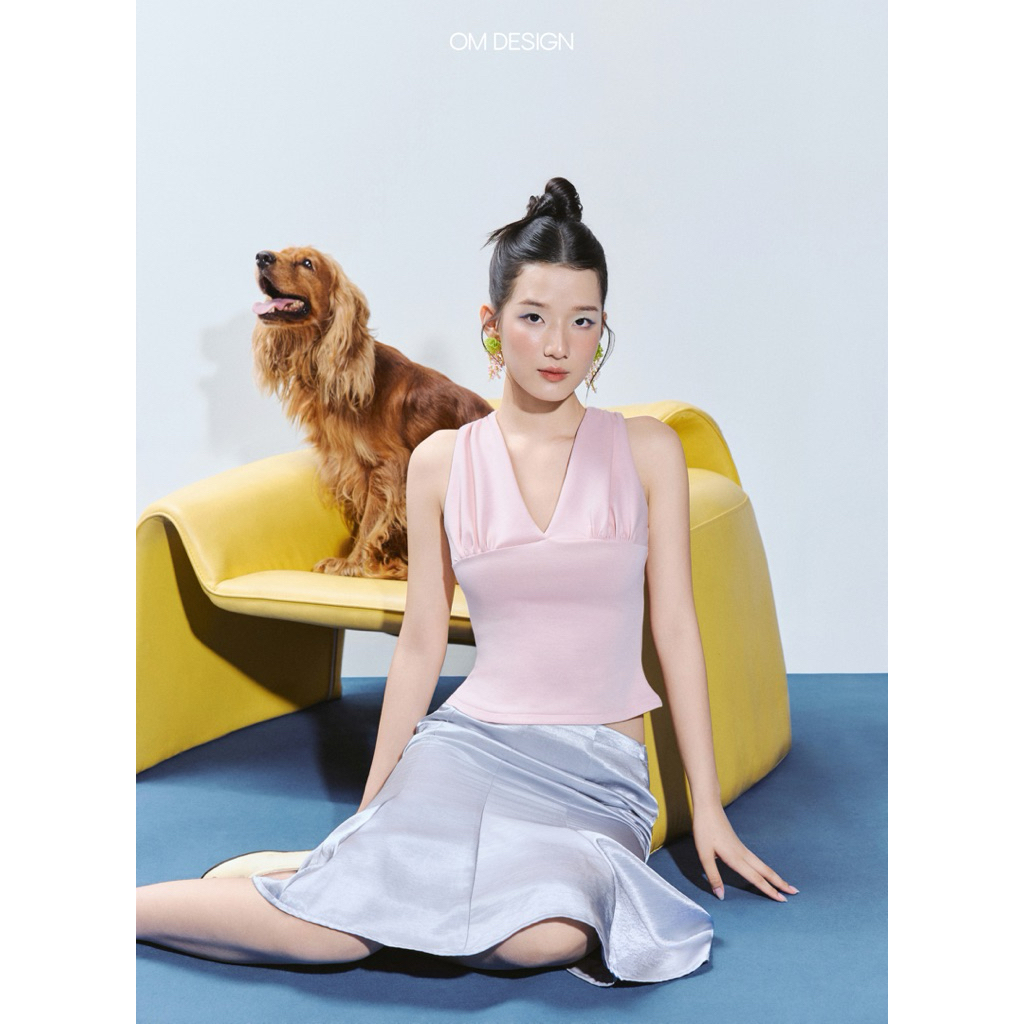 Áo thun dệt kim cổ V - Blair Top(+% phí sàn) - By OM Design
