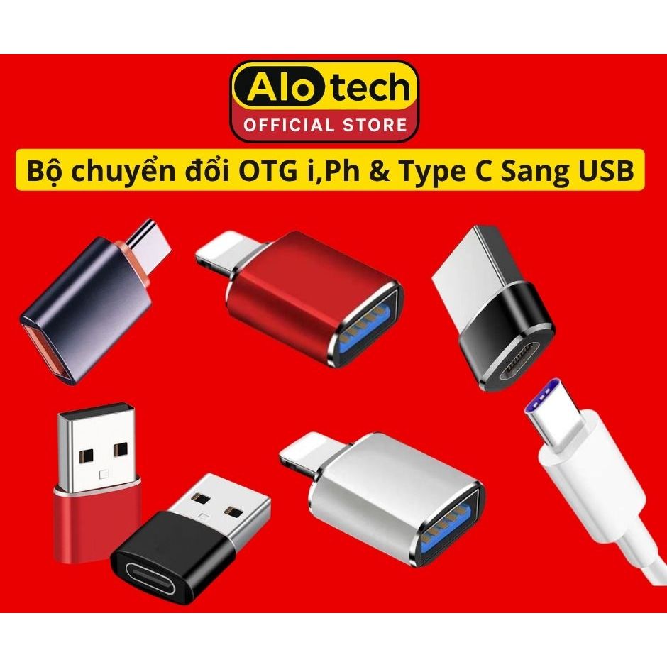 Bộ chuyển đổi USB OTG thích hợp IOS 13 trên IPh iPad & Bộ Chuyển Đổi Adapter Type C sang USB OTG