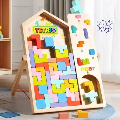 Đồ Chơi Xếp Gạch Bằng Gỗ Tetris , Đồ Chơi Montessori  Giúp Phát Triển Tư Duy Cho bé