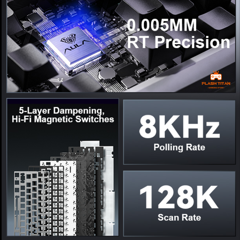 Bàn Phím Cơ Gaming Aula Hero75 HE - Có Rapid Trigger - 8k Polling Rate - RT 0.01mm - 3 mode kết nối - Dùng Chơi Game FPS | BigBuy360 - bigbuy360.vn