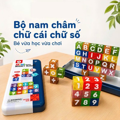 Bộ Đồ Chơi Nam Châm Chữ Cái 40 Chi Tiết Có Hộp Thiếc, Đồ Chơi Giáo Dục Phát Triển Tư Duy