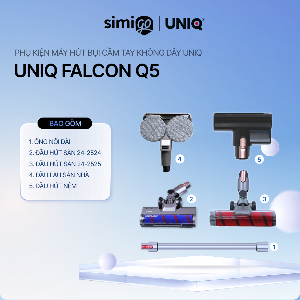 Phụ Kiện Máy Hút Bụi UNIQ Falcon Q5 Cầm Tay Không Dây Chính Hãng