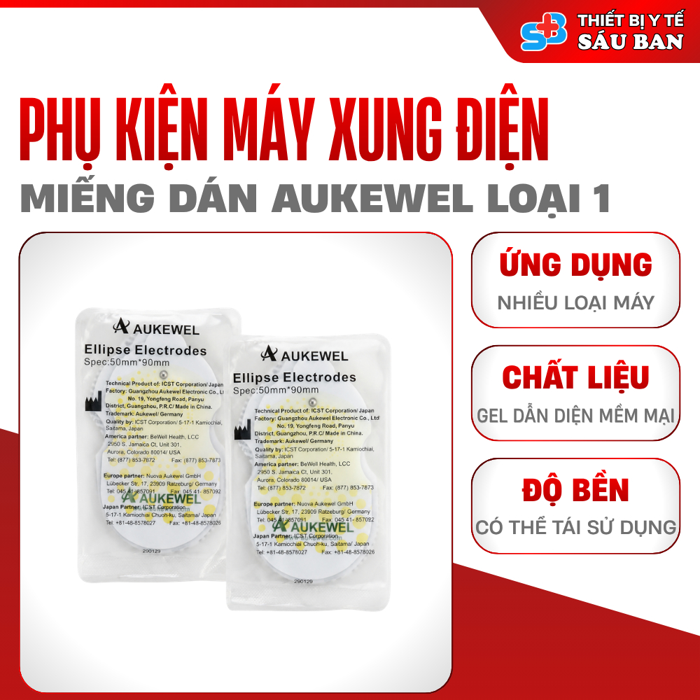 Miếng dán máy xung điện Aukewel Loại 1 Vàng - Miếng dán xung điện