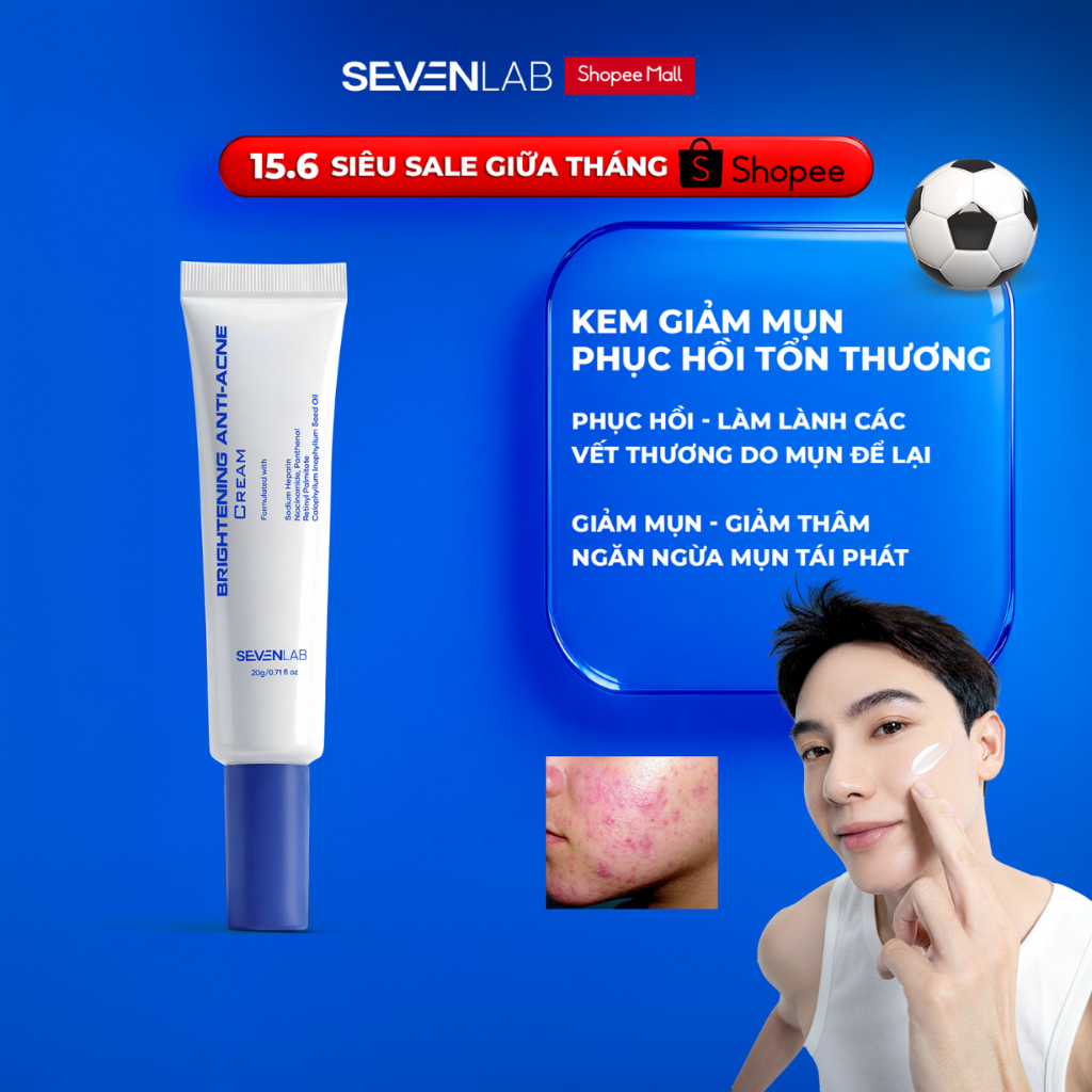 Kem phục hồi mụn SEVENLAB Brightening Anti-Acne Cream hỗ trợ làm lành và ngăn mụn tái phát 20gr